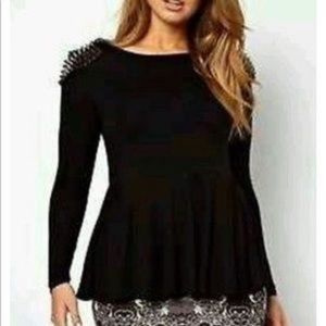 ASOS Curve peplum top with studded shoulders